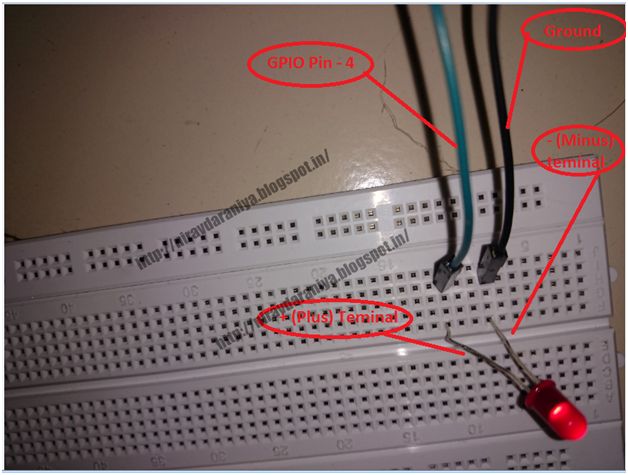  Connect the Plus terminal of LED to the Jumper cable